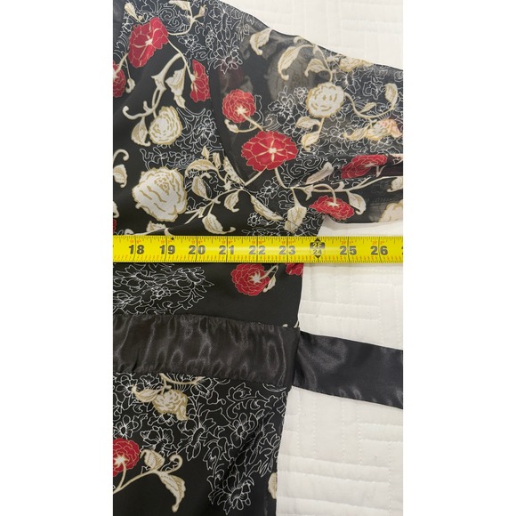 Vintage Tamara H. Floral Chiffon Wrap Blouse Black Red Plus Size 2X 20315-S0623 - Picture 7 of 8